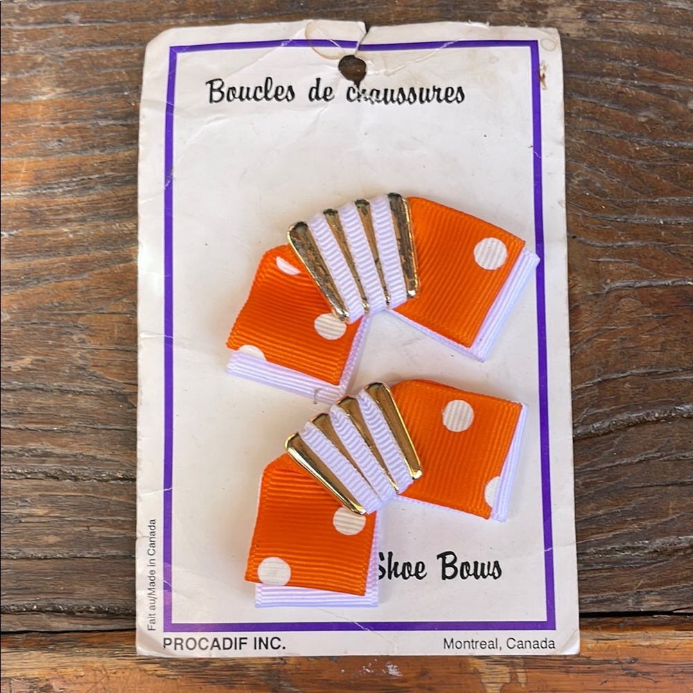 Vintage Orange and White Polka Dot Shoe Bows